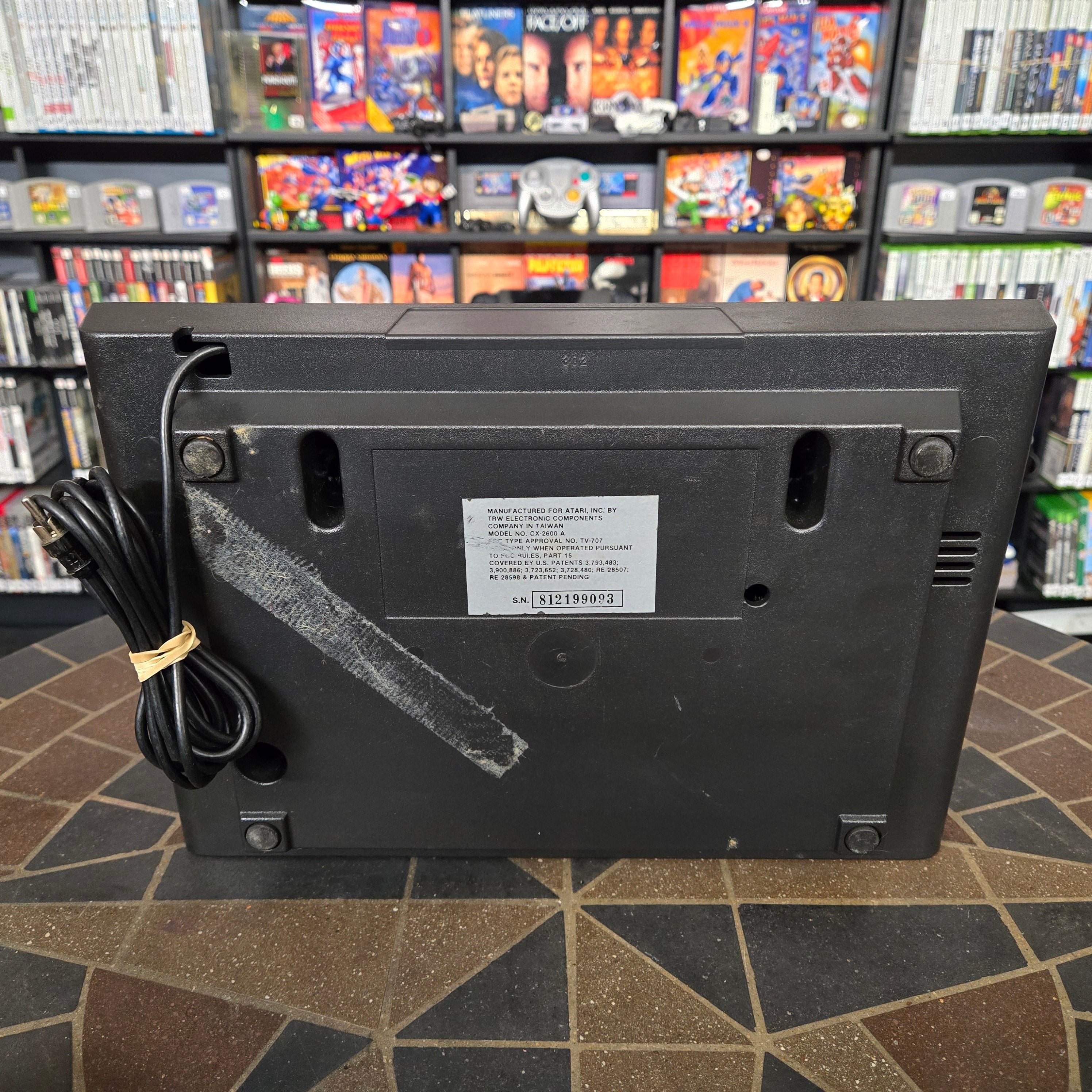 Atari 2600 Woodgrain 4-Switch Console, Joystick, AC, Adapter & Pac-Man - Tested