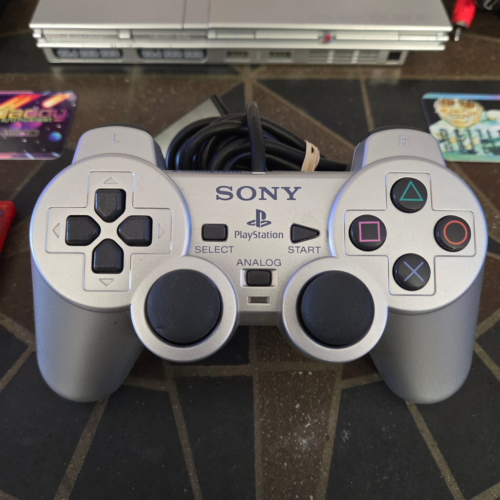 Sony PlayStation 2 PS2 Slim Silver Console SCPH-77001, Mem, Controller & Cords!