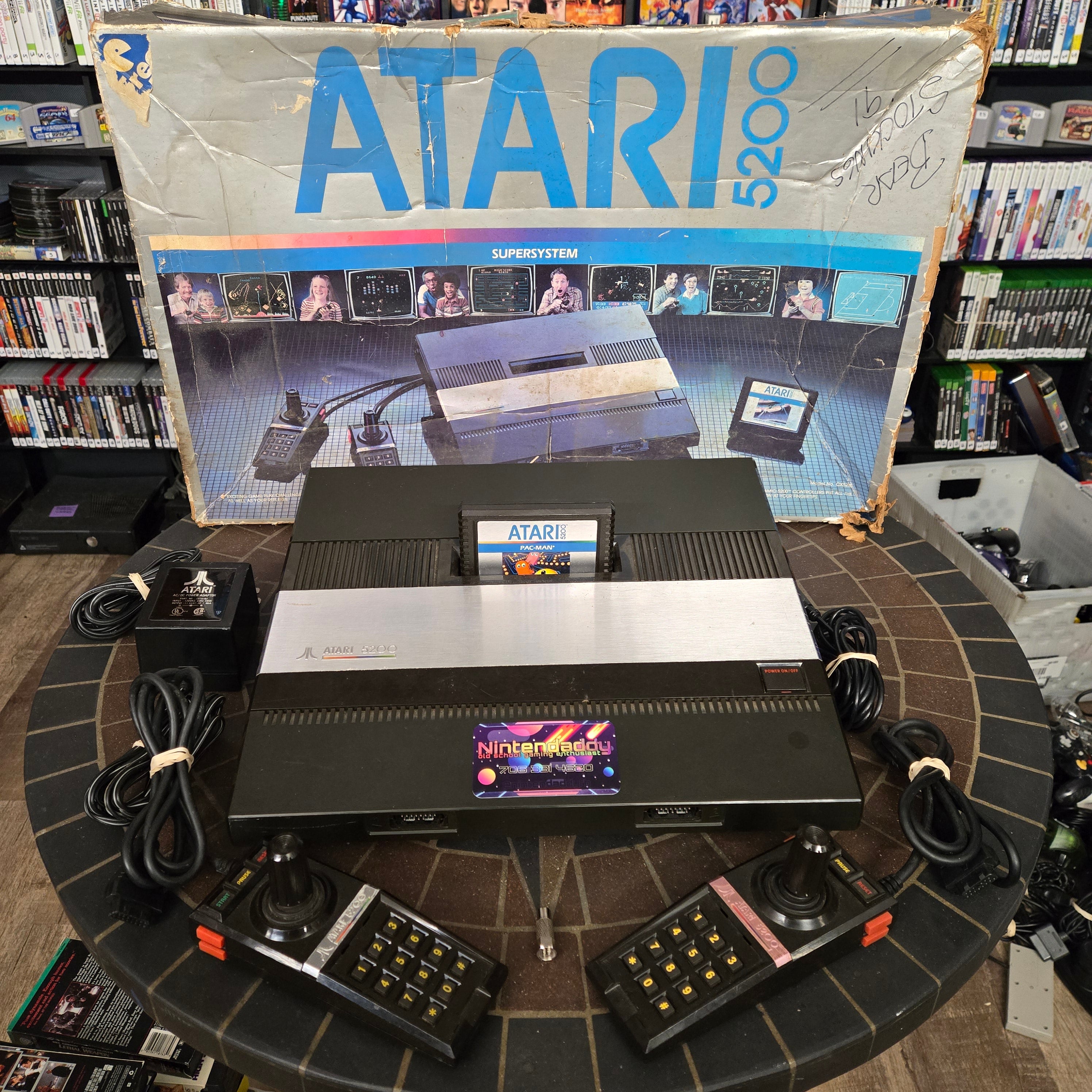 Atari 5200 Console, Controllers, Power Cord, TV Adapter, Pac-Man & Original Box!