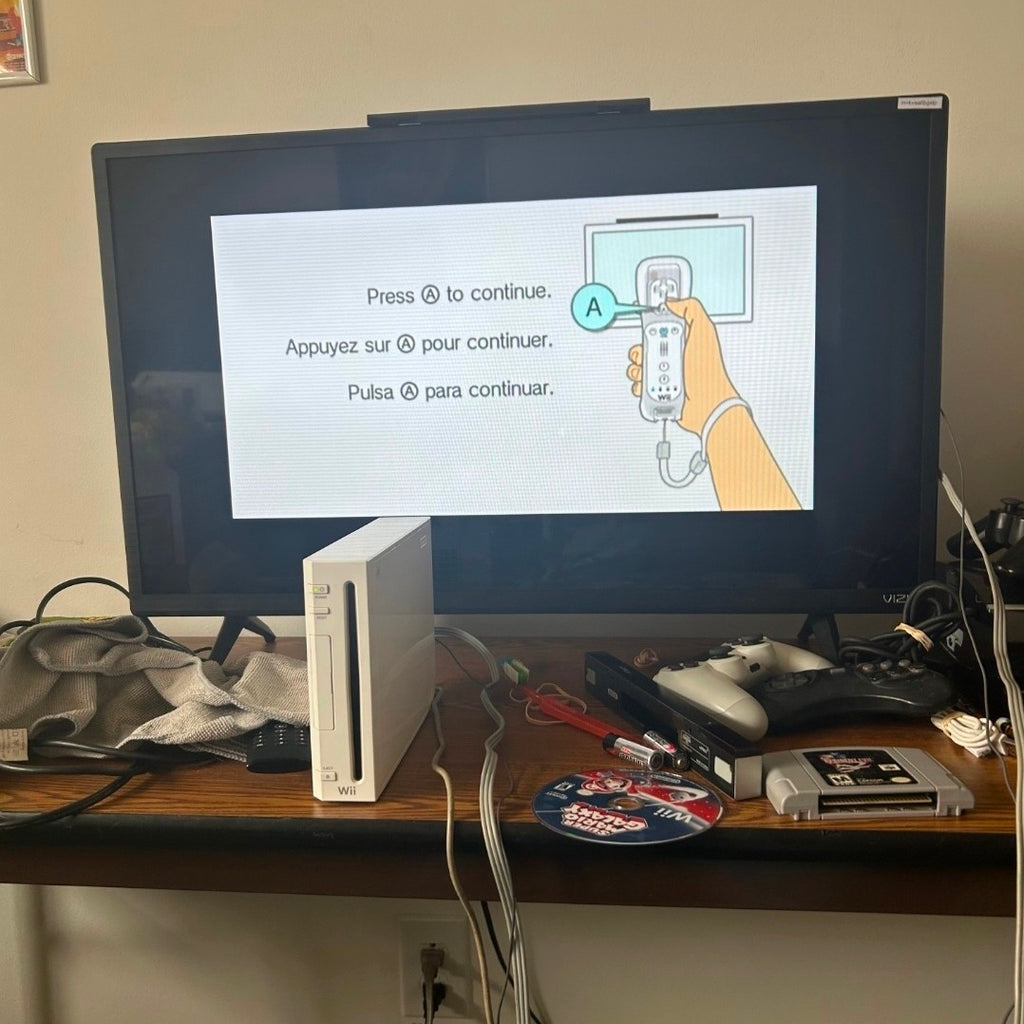 Nintendo Wii Console White, Cords, Controller & Nunchuk Cleaned, Tested & Reset!