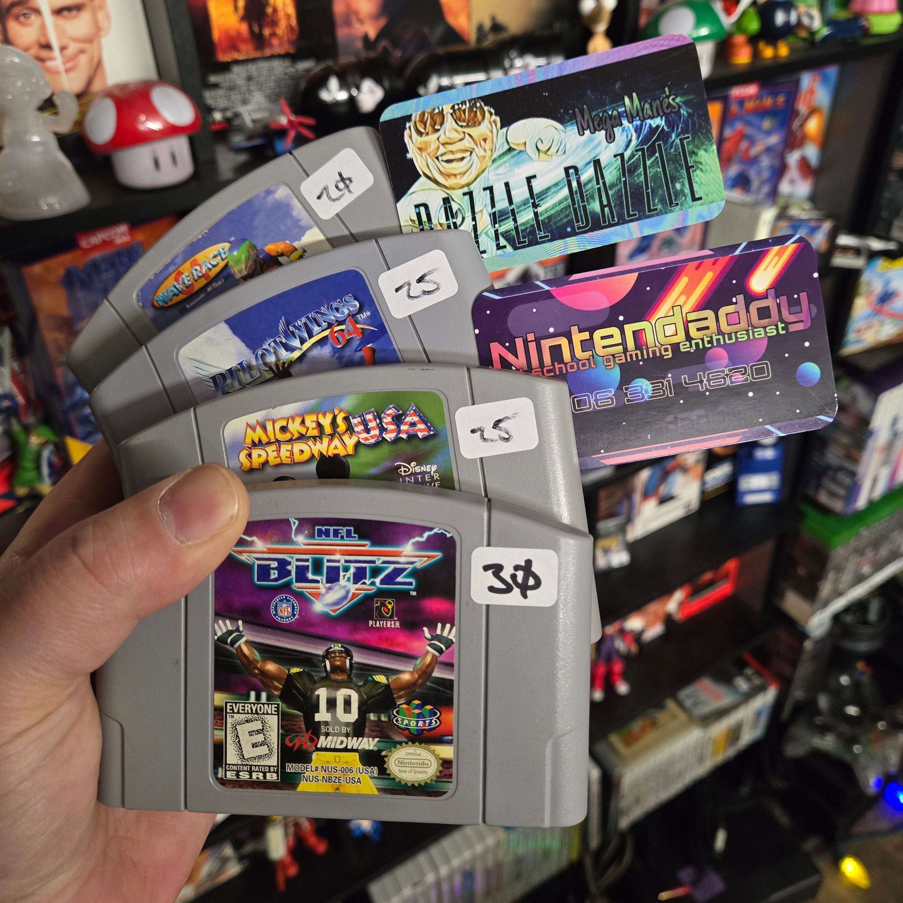 Lot of 4 Nintendo 64 N64 Games: NFL Blitz Mickey Speedway Wave Race Pilotwings