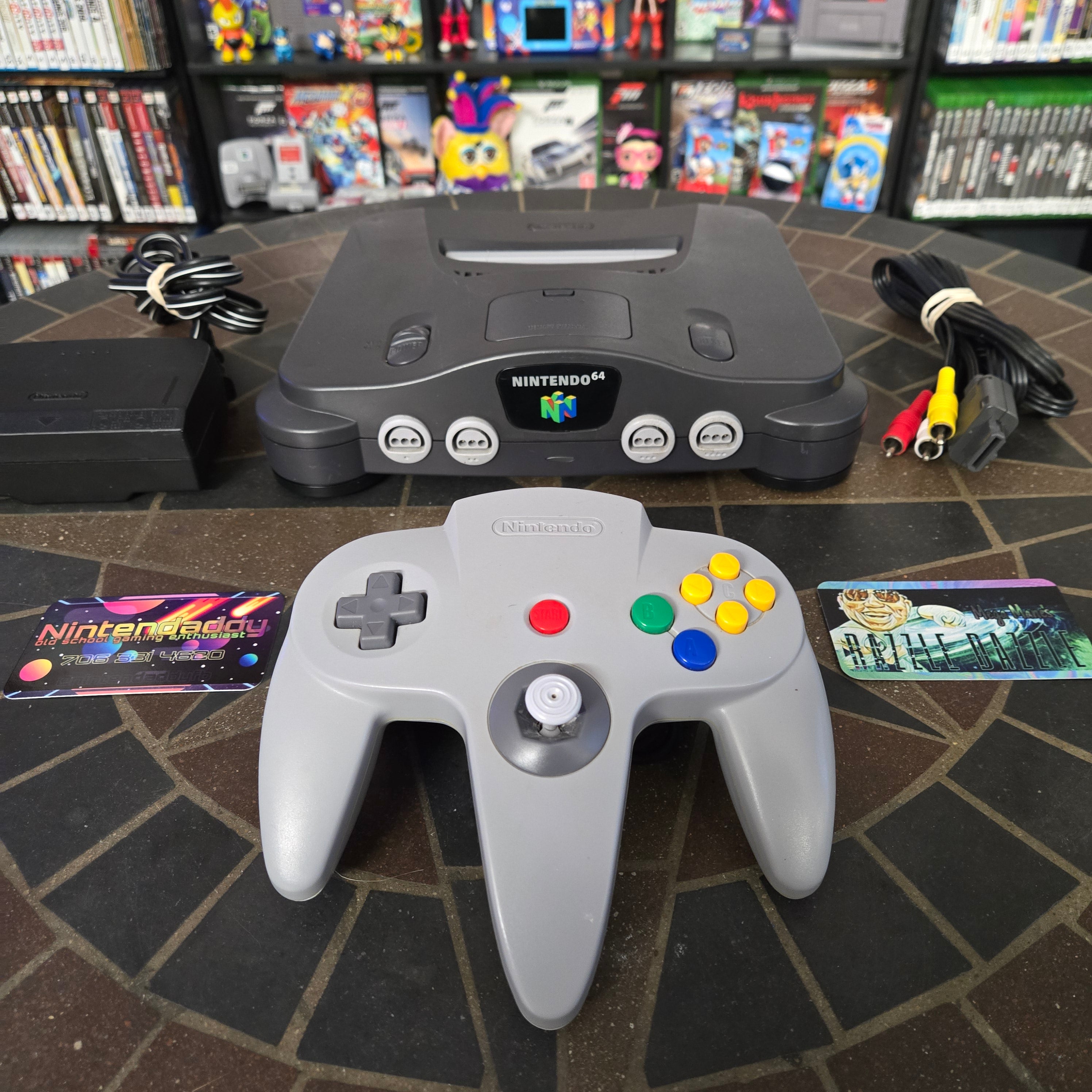 Nintendo 64 N64 Console, Official Controller, Jumper Pak & Cords CLEANED TESTED