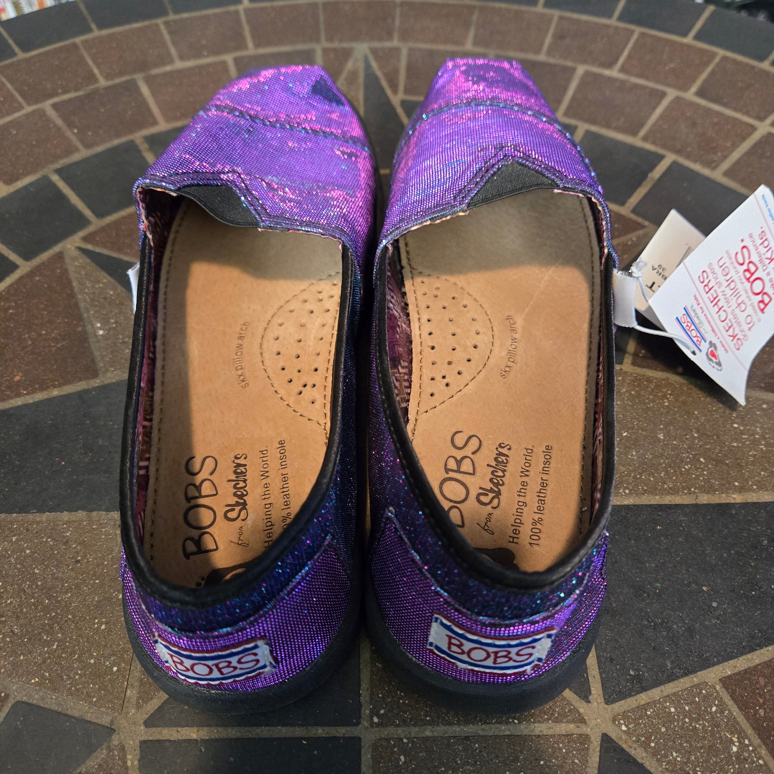 Bobs from Skechers Women's Slipper Shoes Size 9.5 Purple Sparkles BRAND NEW NWT