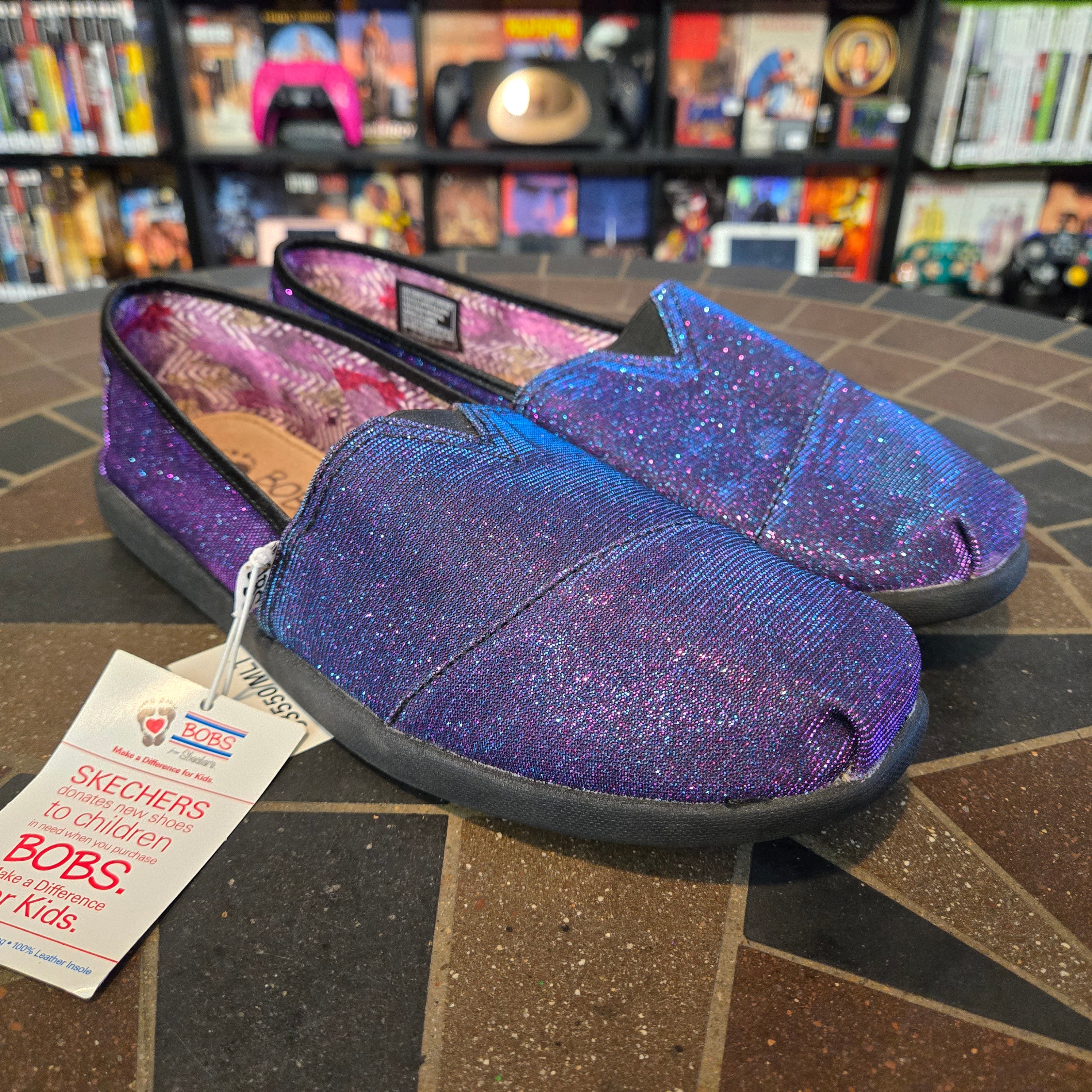 Bobs from Skechers Women's Slipper Shoes Size 9.5 Purple Sparkles BRAND NEW NWT