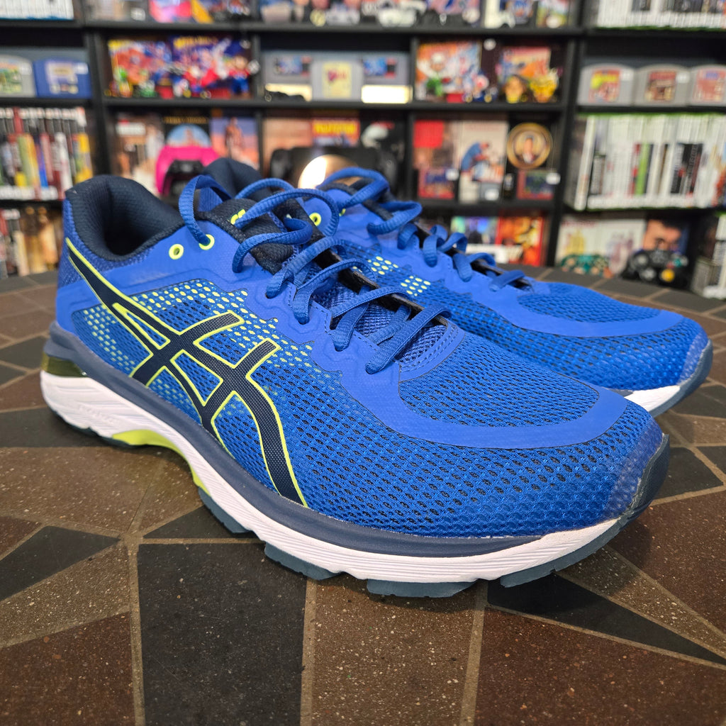 Asics Gel-Pursue Shoes Mens Size 9 Blue White Neon Road Track Running T809N.