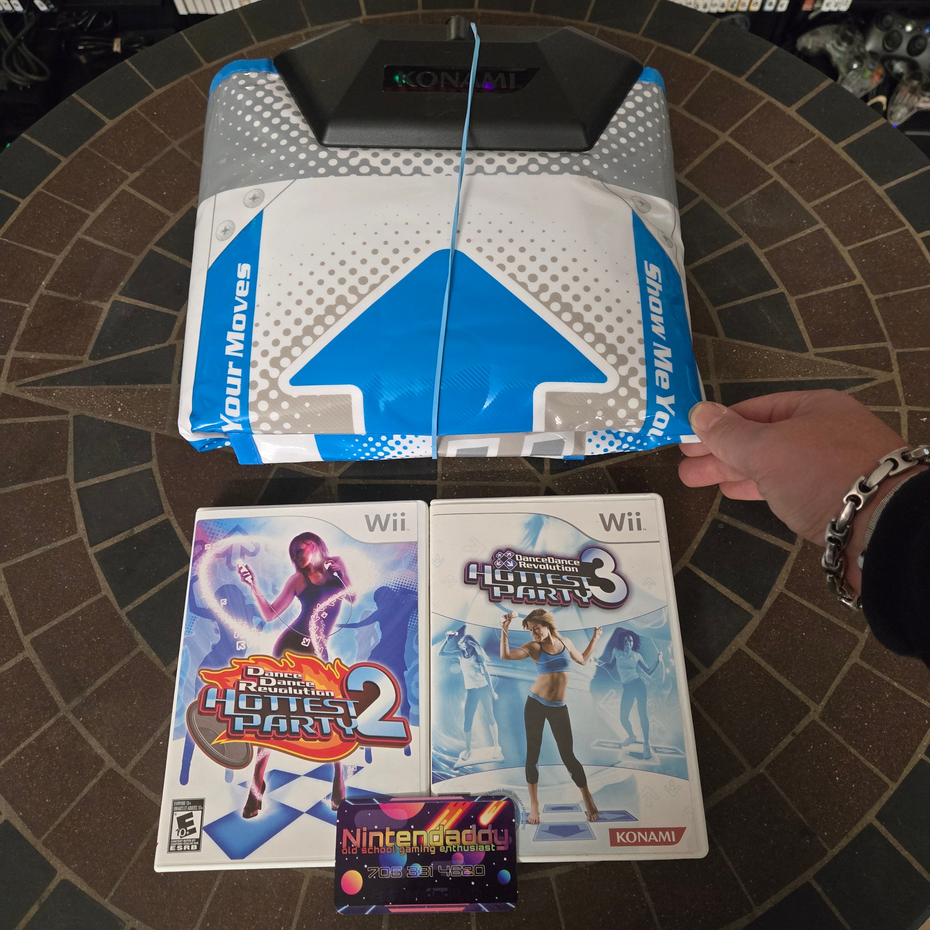 DDR Dance Revolution Hottest Party 2 & 3 Nintendo Wii Bundle with Dance Pad Mat