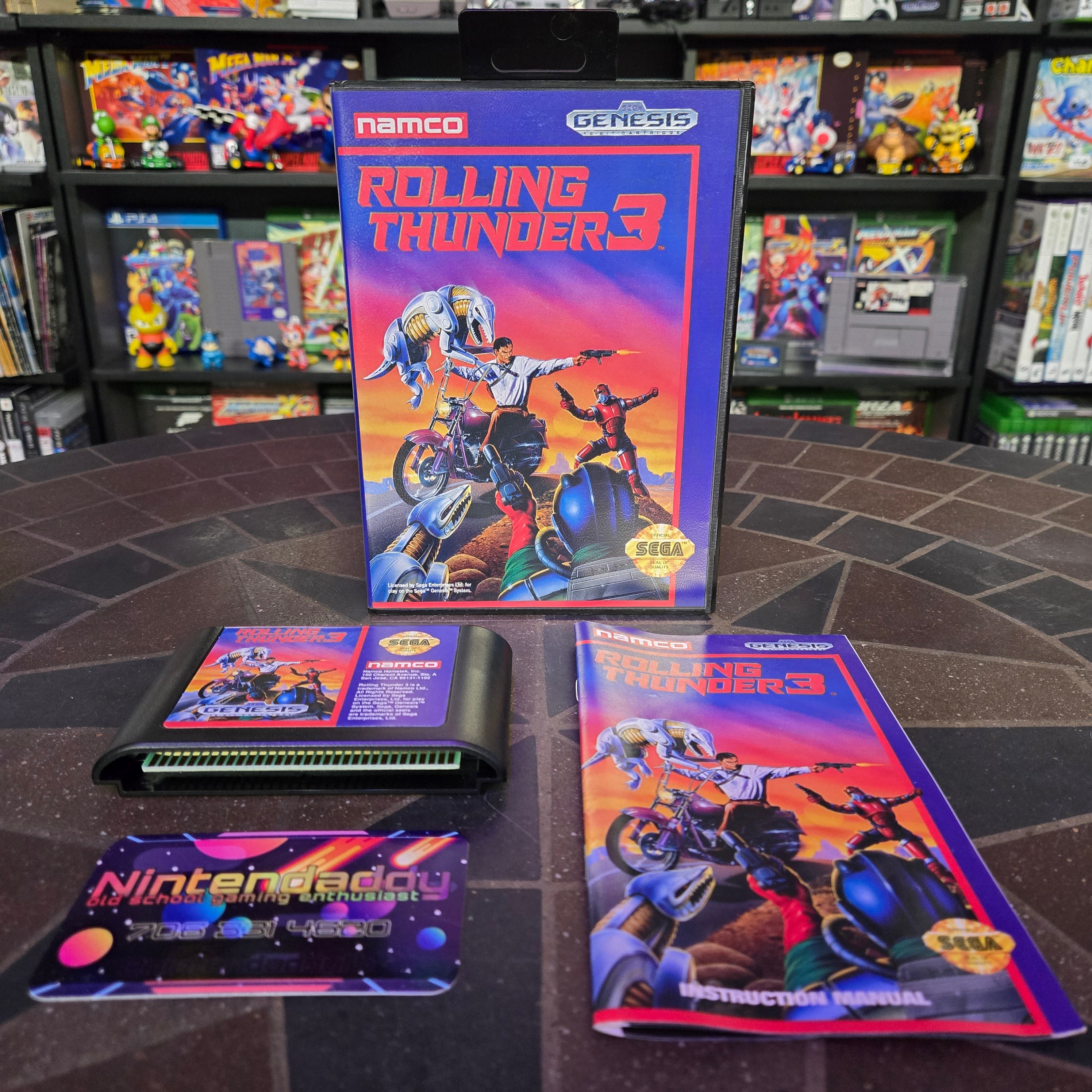 Rolling Thunder 3 (Sega Genesis, 1993) Authentic Complete CIB - BEAUTIFUL SHAPE!
