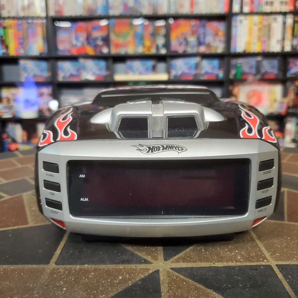 Hot Wheels Alarm Clock AM/FM Radio Projector Nightlight Engine Sounds Black