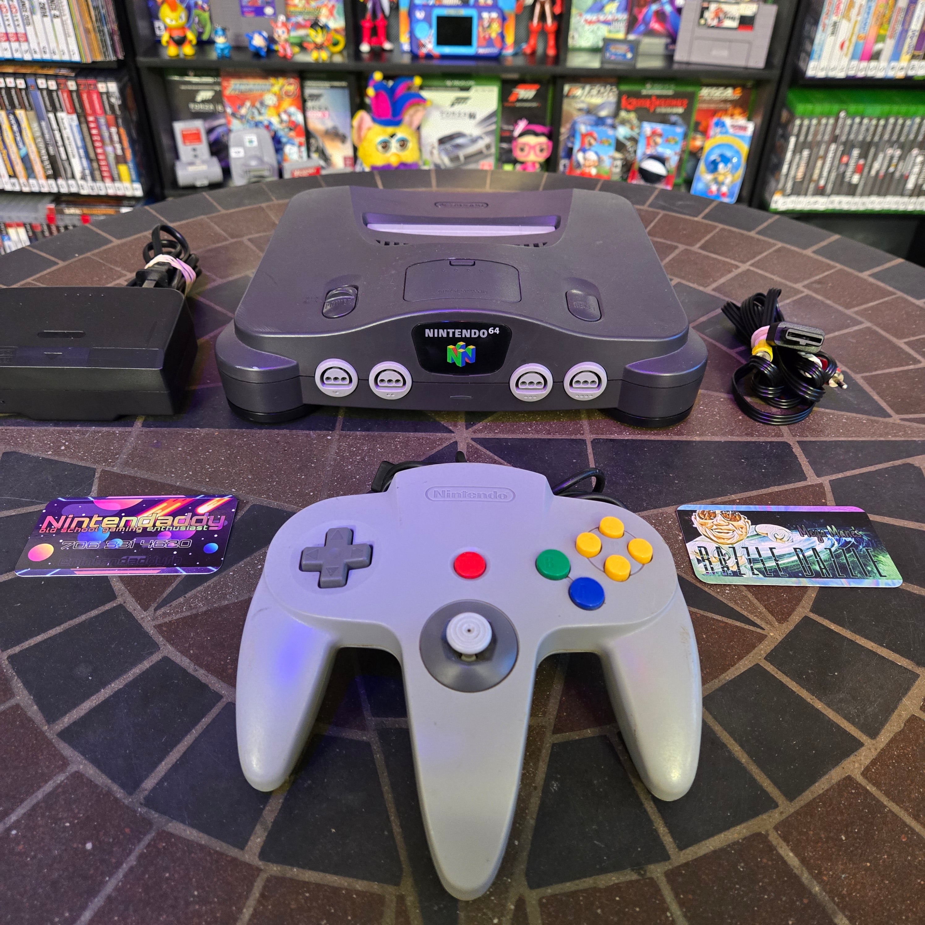 Nintendo 64 N64 Console, Official Controller, Jumper Pak & Cords CLEANED TESTED!