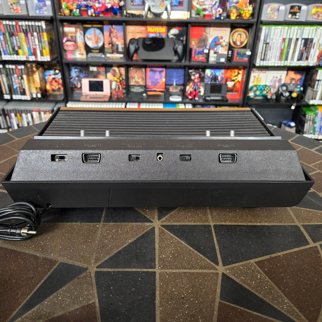 Atari 2600 Woodgrain 4-Switch Console, Joystick, AC, Adapter & Pac-Man - Tested