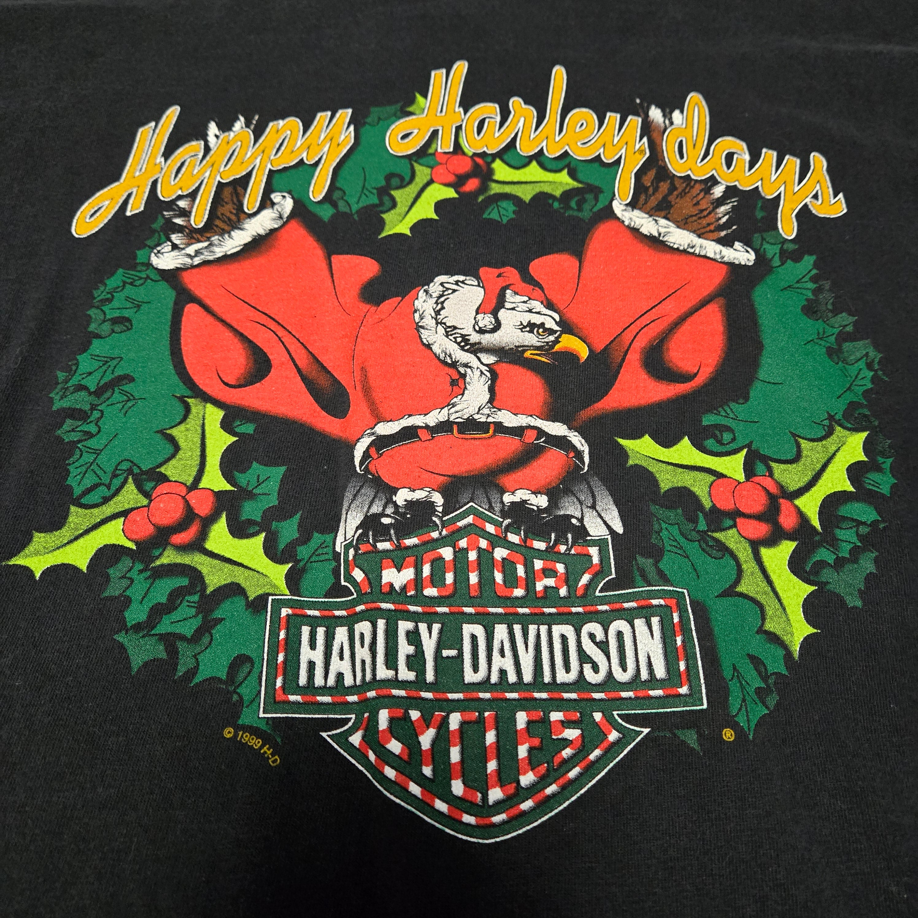 Vintage 1999 Happy Harley Days Holiday Christmas Shirt Santa Atlanta Georgia 2XL