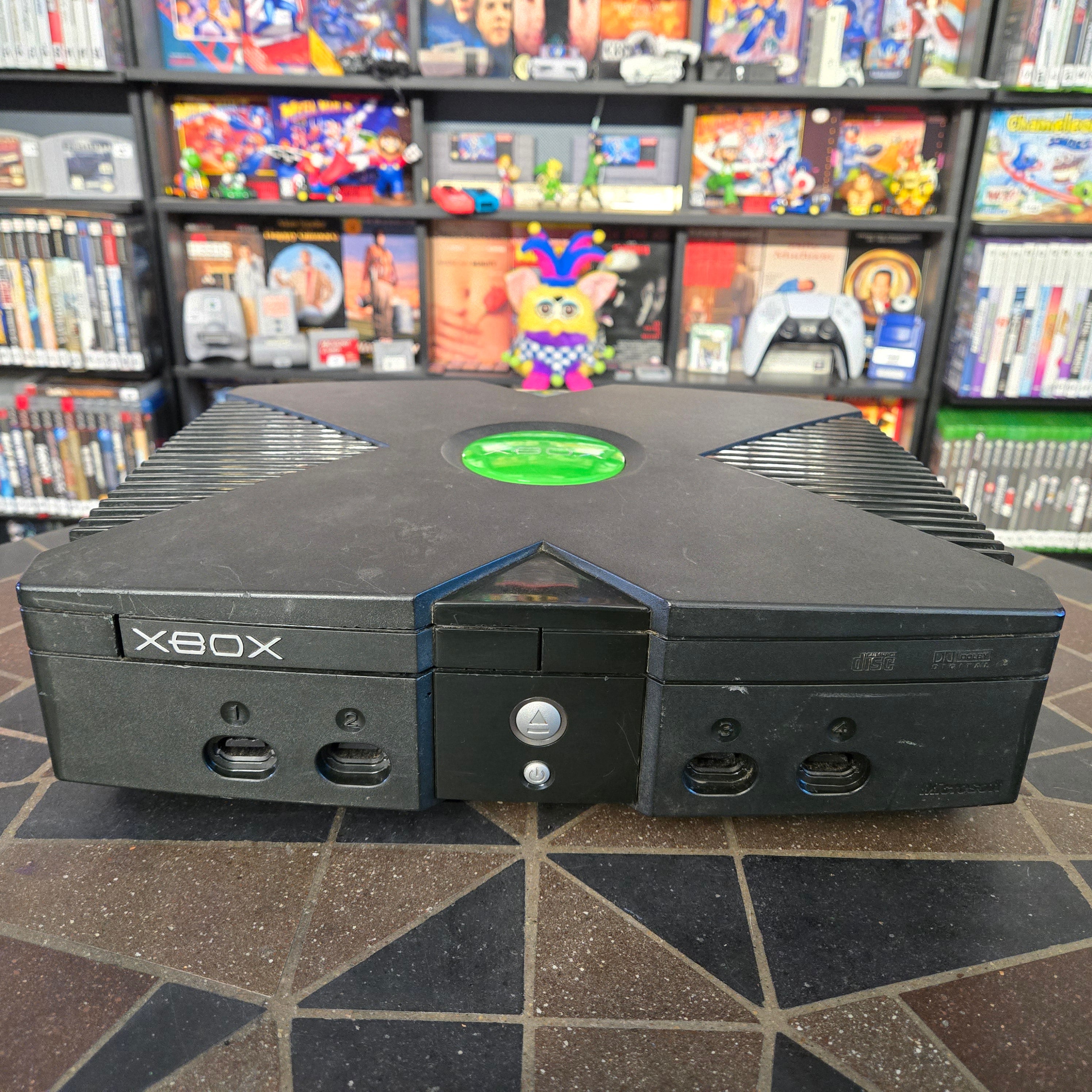 Microsoft Original Xbox Console, Unofficial Green S Controller & Cords - TESTED