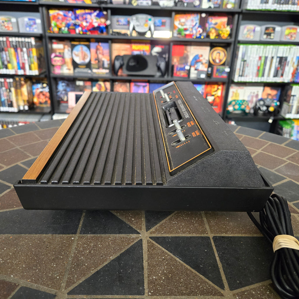 Atari 2600 Woodgrain 4-Switch Console, Joystick, AC, Adapter & Pac-Man - Tested