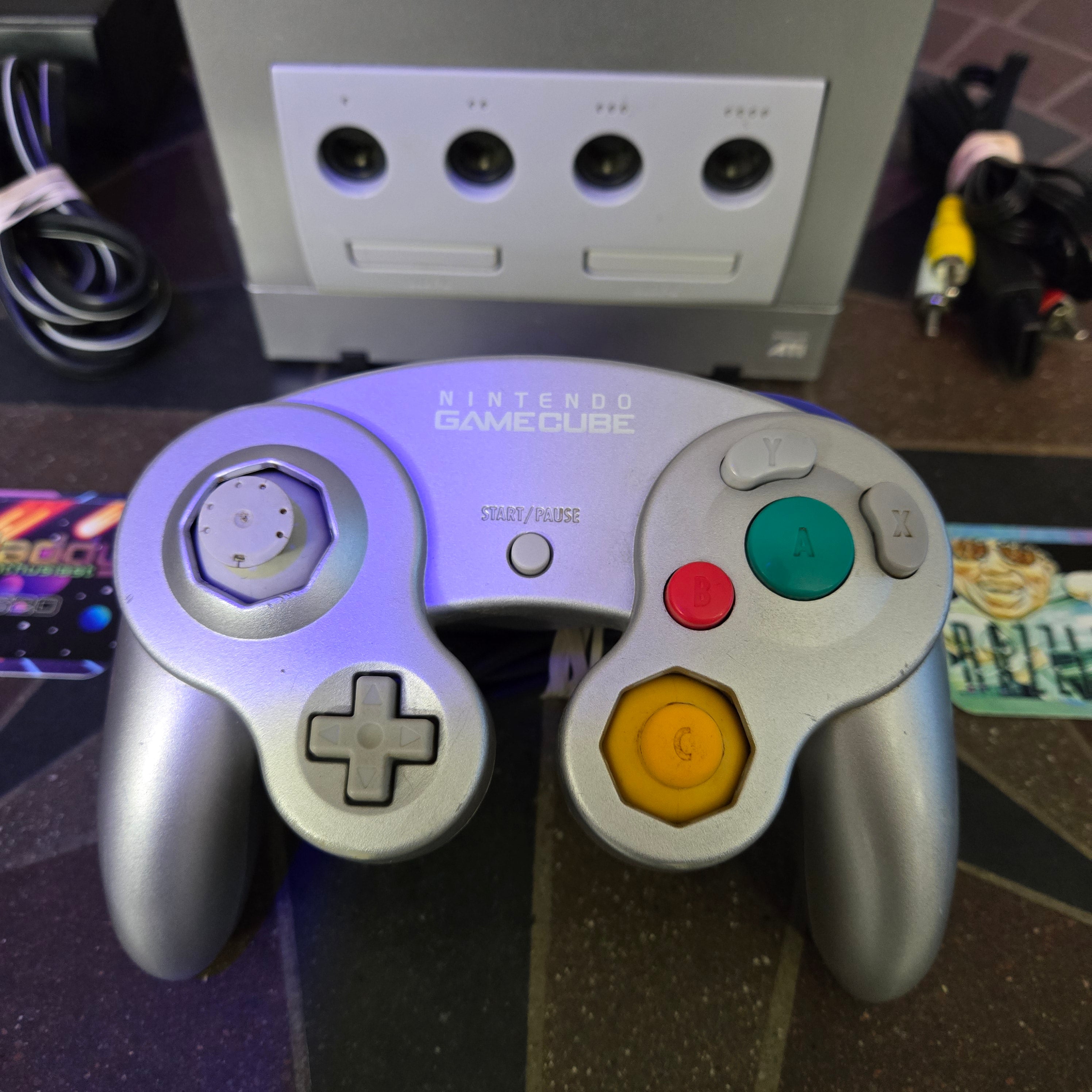 Nintendo GameCube Platinum Silver Console DOL-101 USA, Controller & Cords TESTED