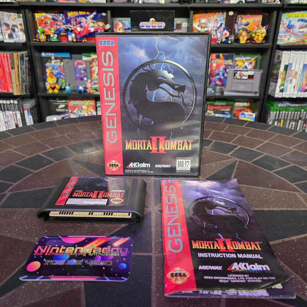 Mortal Kombat II (Sega Genesis, 1994) Complete CIB - VERY NICE SHAPE!