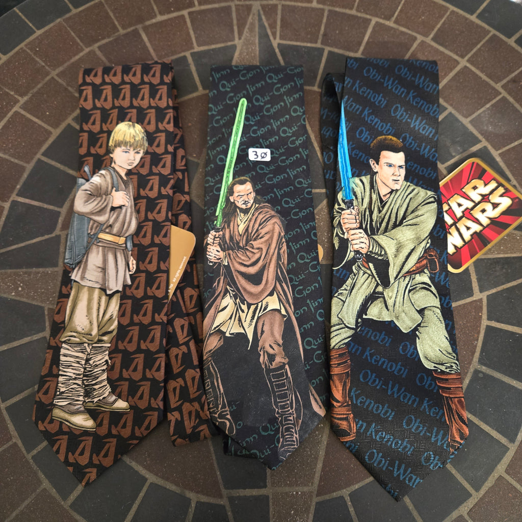 3 Star Wars Obi Wan Kenobi Anakin Qui-Gon Jinn Neck Tie by Ralph Marlin Necktie