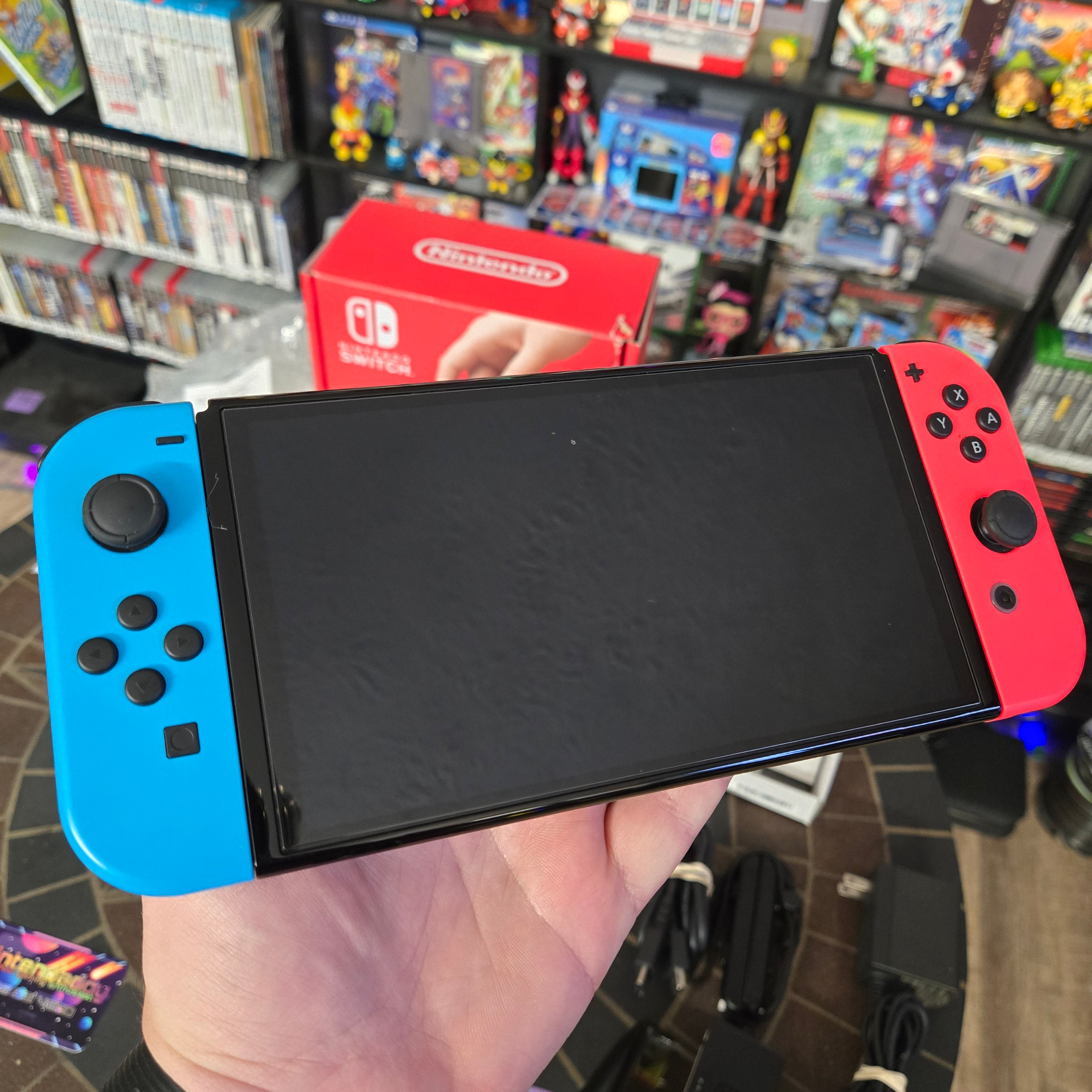 Nintendo Switch OLED Model HEG-001 Console in Box w/ Plastics - Screen Protector