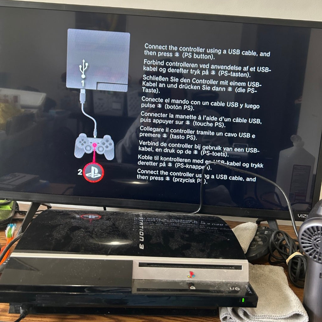 Sony PlayStation 3 PS3 Fat 40GB CECHH01 Console, Controller & Cords TESTED RESET