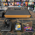 Atari 2600 Woodgrain 4-Switch Console, Joystick, AC, Adapter & Pac-Man - Tested