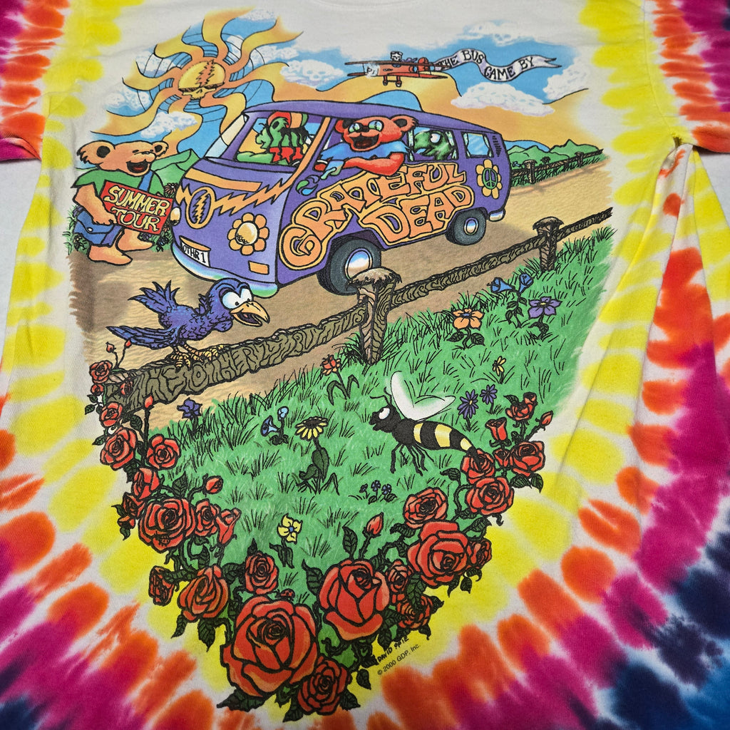 Grateful Dead Summer Tour Bus Tie Dye Liquid Blue T-Shirt Vintage Y2K Medium M