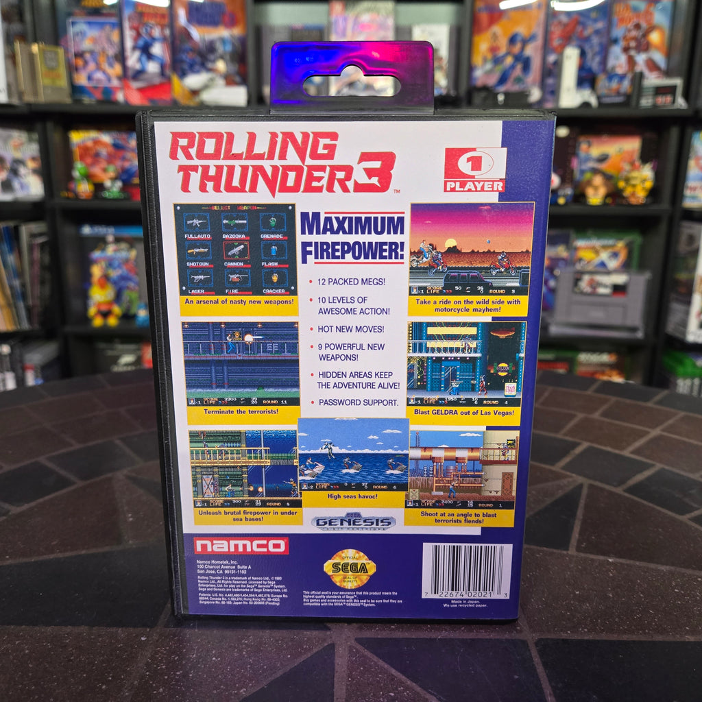 Rolling Thunder 3 (Sega Genesis, 1993) Authentic Complete CIB - BEAUTIFUL SHAPE!