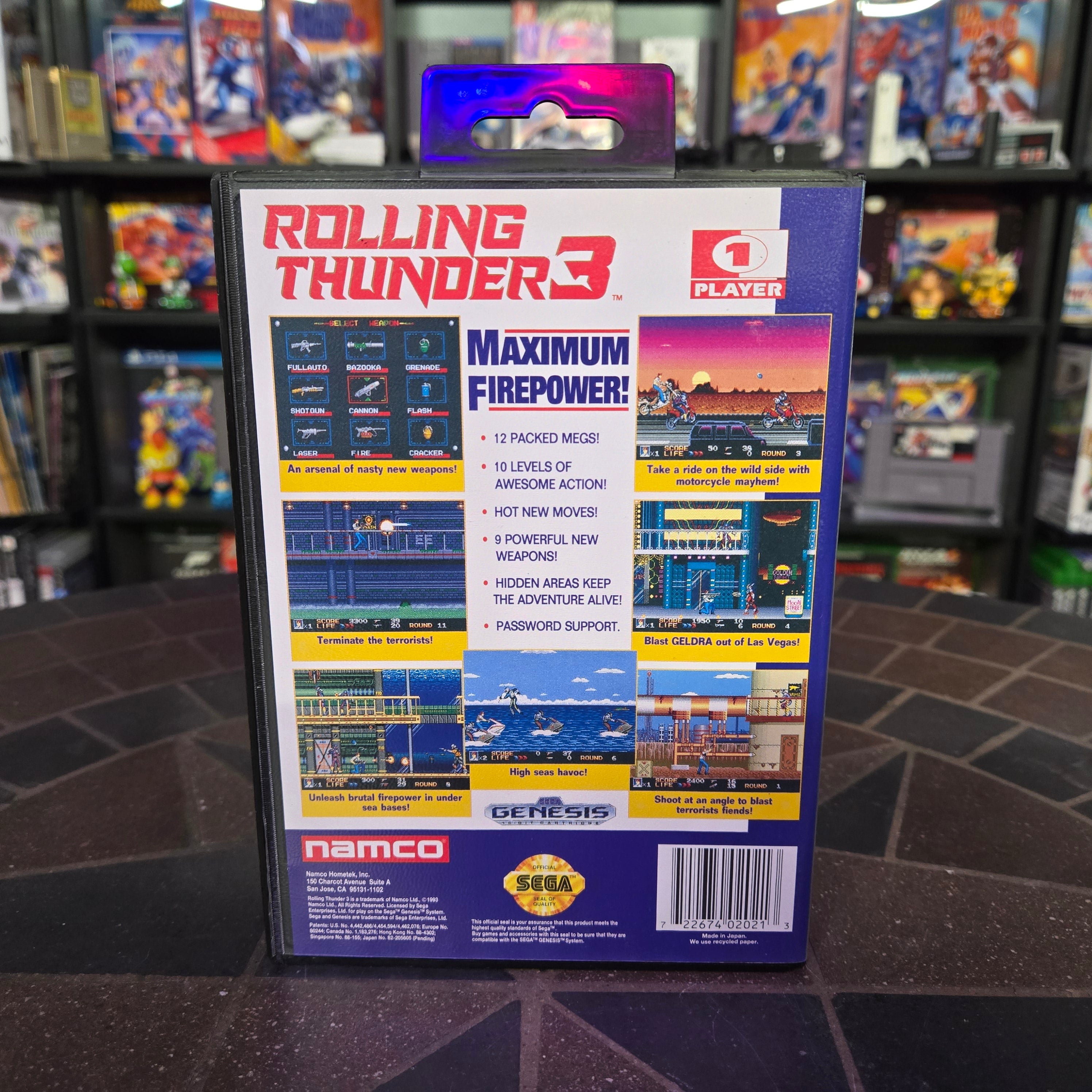 Rolling Thunder 3 (Sega Genesis, 1993) Authentic Complete CIB - BEAUTIFUL SHAPE!