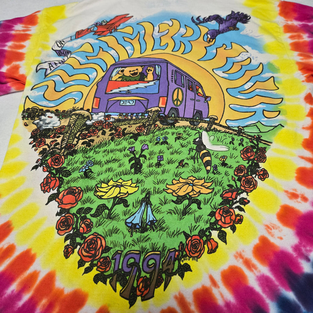 Grateful Dead Summer Tour Bus Tie Dye Liquid Blue T-Shirt Vintage Y2K Medium M