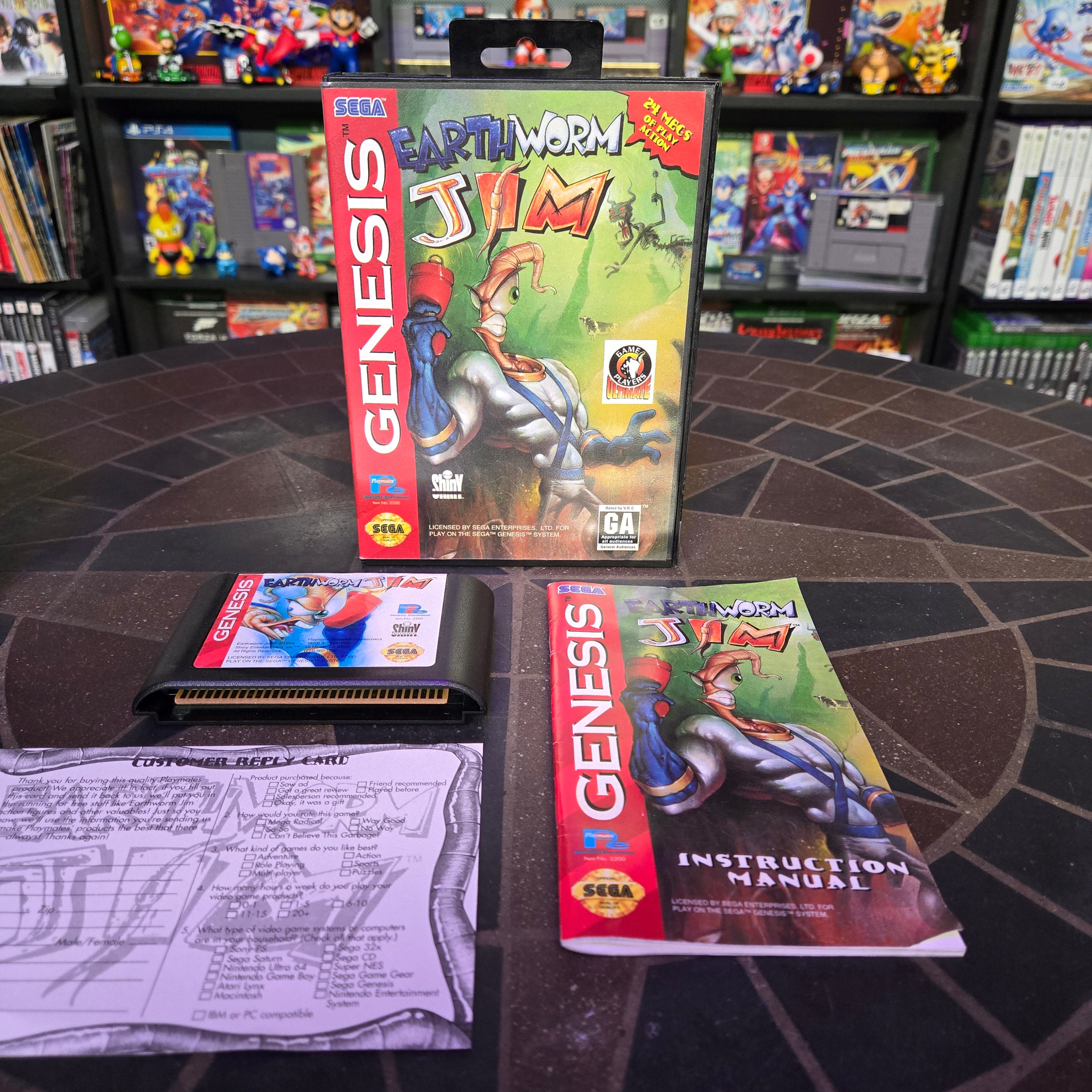 Earthworm Jim (Sega Genesis, 1994) Complete CIB w/ Reg Card - VERY NICE SHAPE!