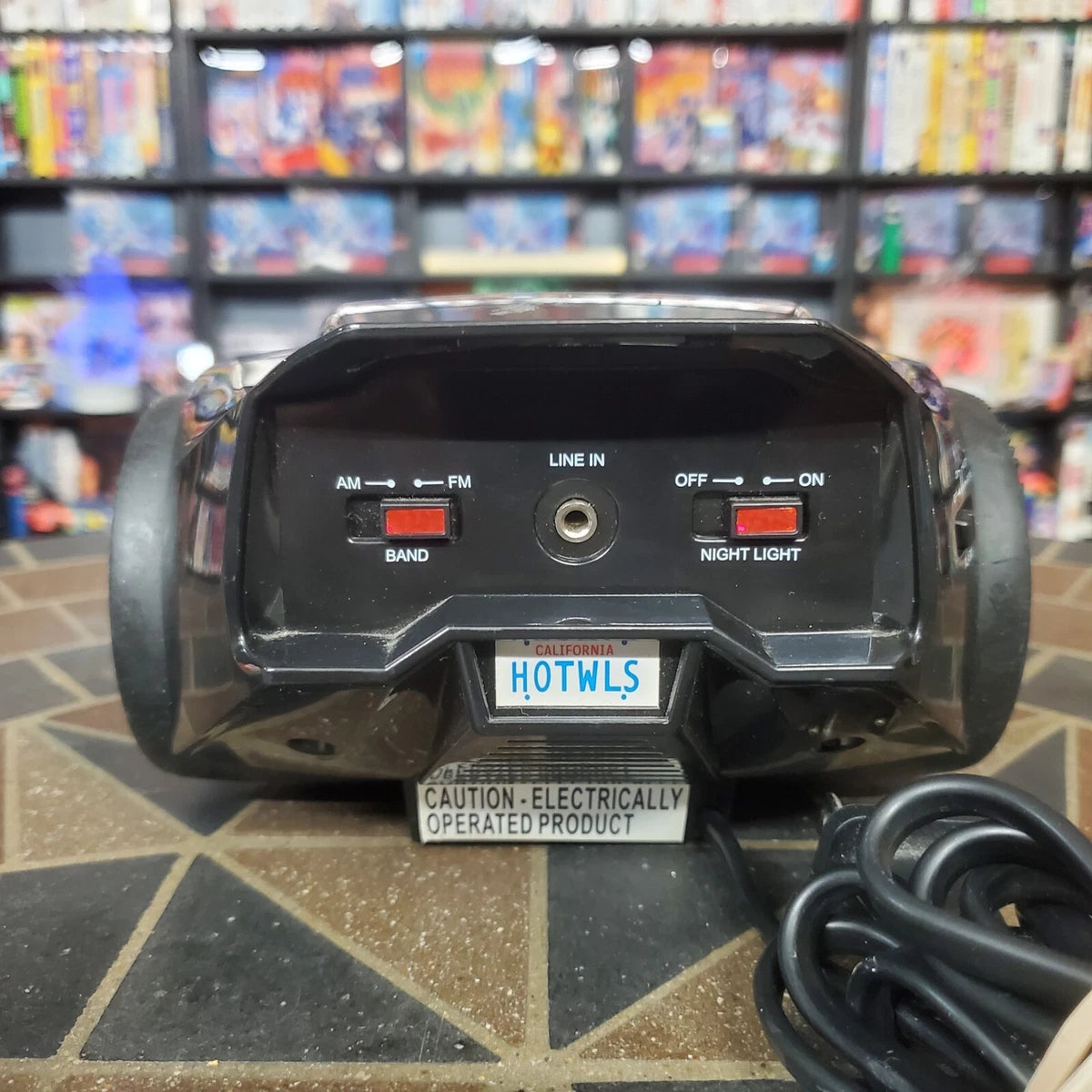 Hot Wheels Alarm Clock AM/FM Radio Projector Nightlight Engine Sounds Black