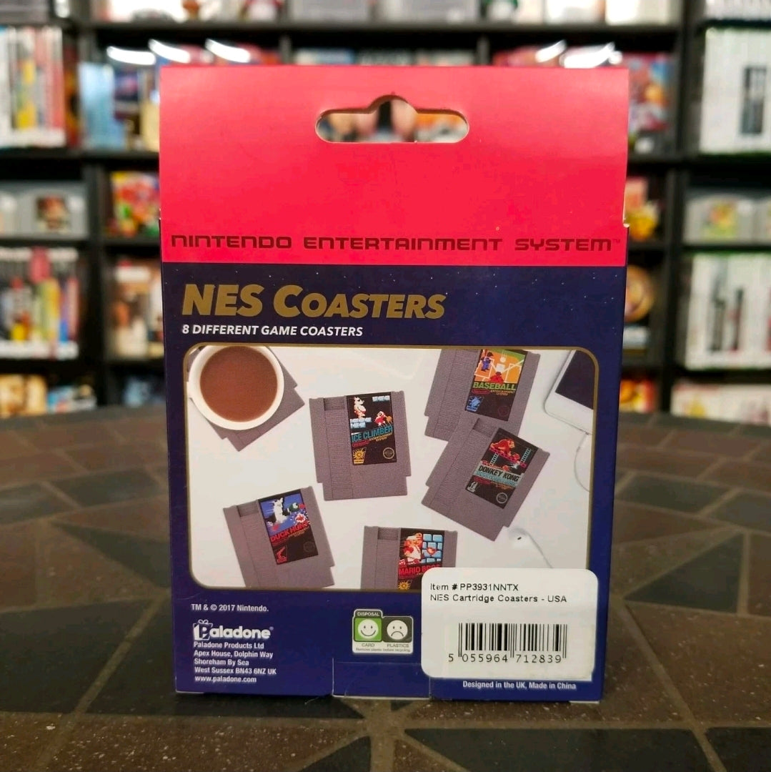 Nintendo NES Cartridge Drink Coasters 8 Set Mario Zelda Donkey Kong Excitebike +