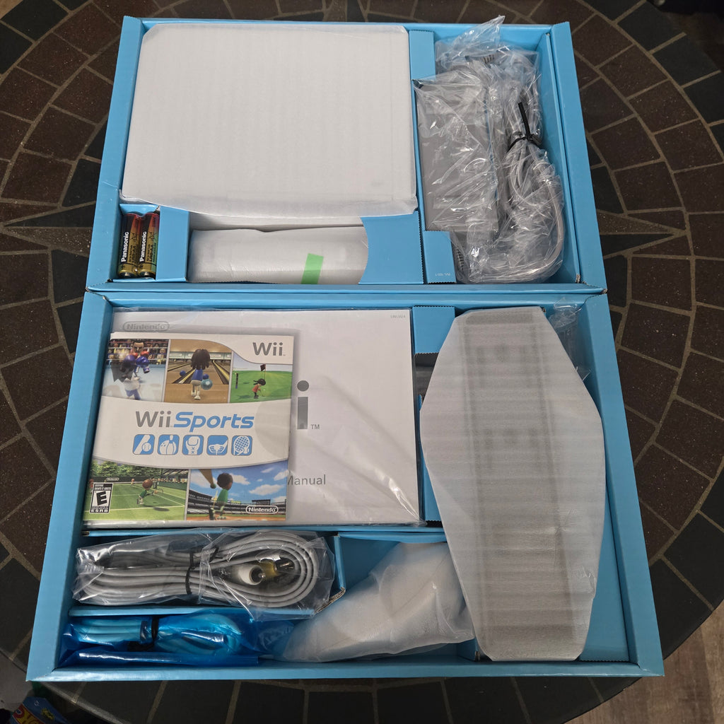 Nintendo Wii White System - NEW IN OPEN BOX w/ Wii Sports SEALED - FACTORY WRAPS