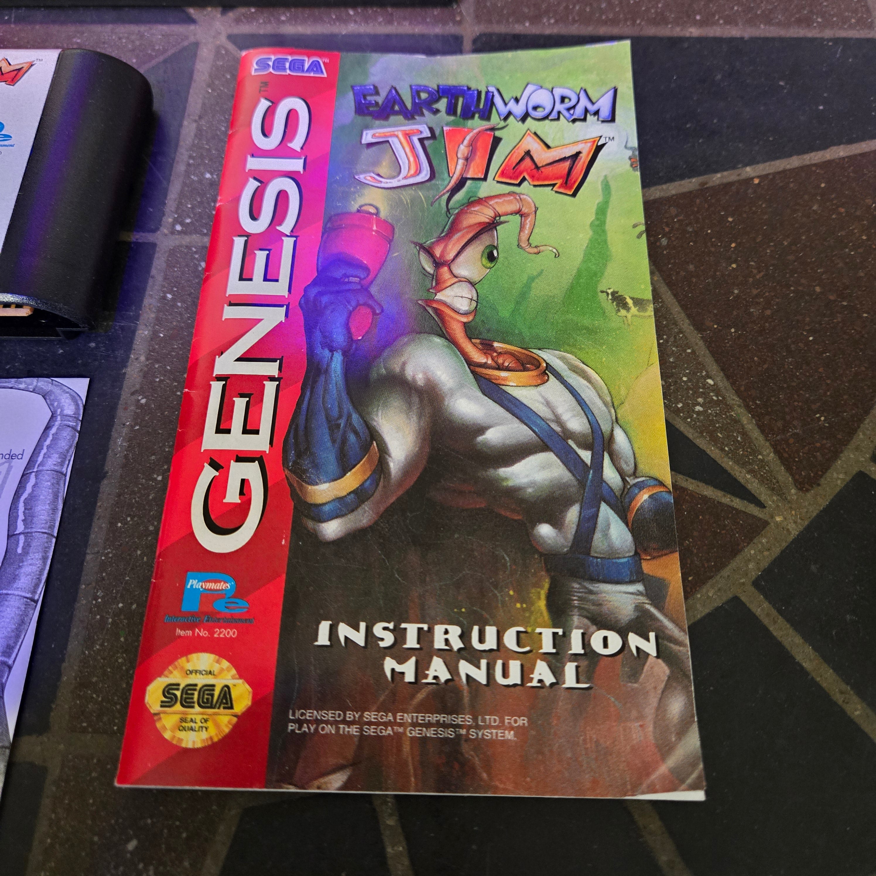 Earthworm Jim (Sega Genesis, 1994) Complete CIB w/ Reg Card - VERY NICE SHAPE!