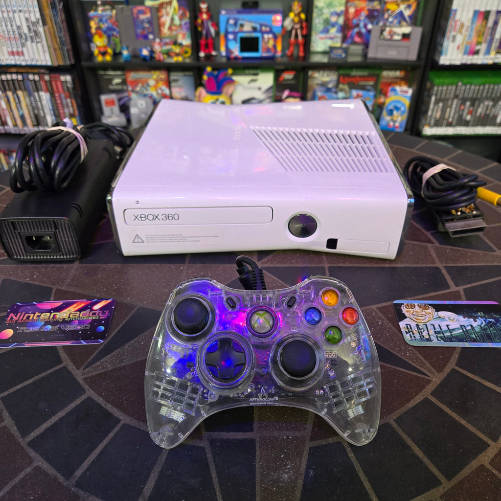 Xbox 360 Slim Special Edition White 4GB Console, Controller & Cords TESTED RESET