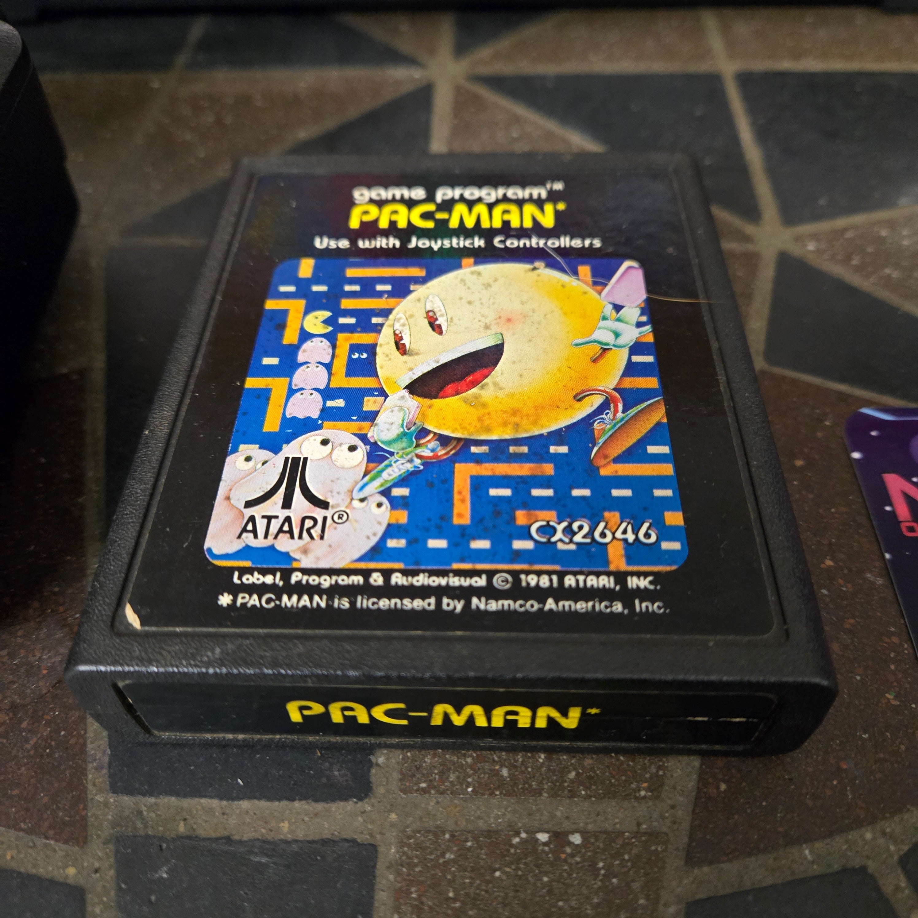 Atari 2600 Woodgrain 4-Switch Console, Joystick, AC, Adapter & Pac-Man - Tested