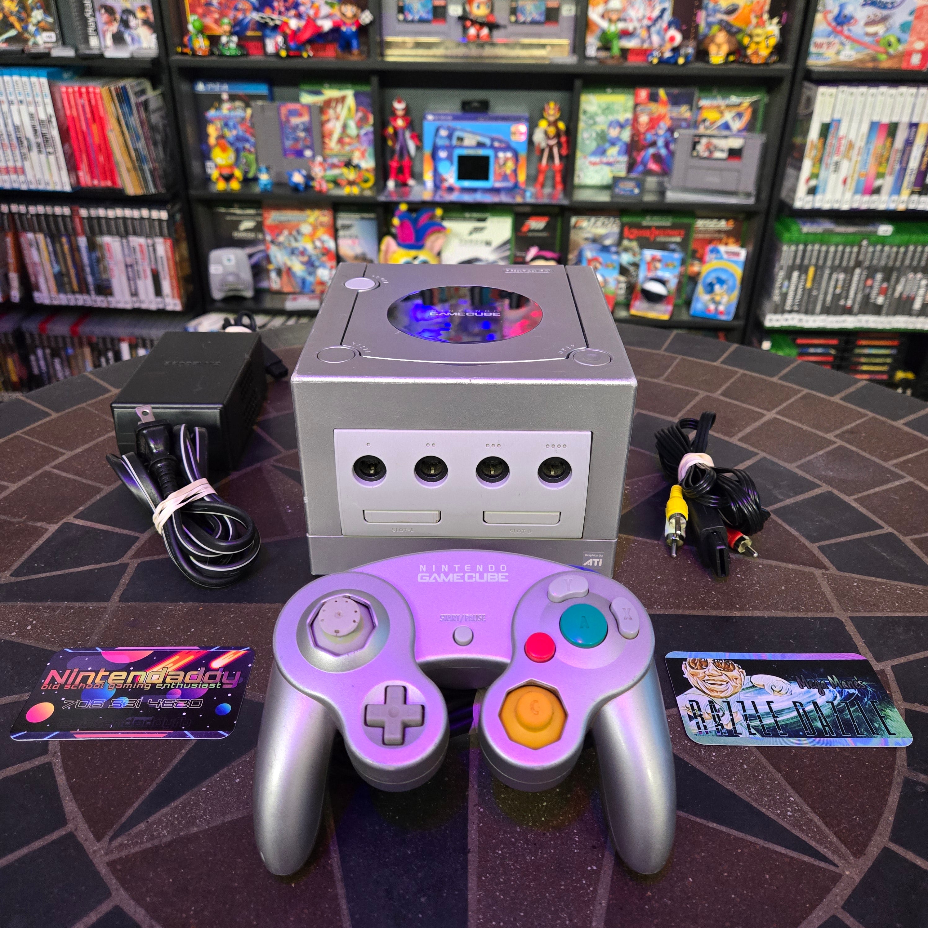 Nintendo GameCube Platinum Silver Console DOL-101 USA, Controller & Cords TESTED