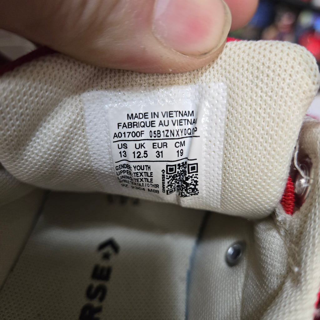 Converse Chuck Taylor Sneakers Youth 13 Red Canvas Low Top All Star A01700F Shoe