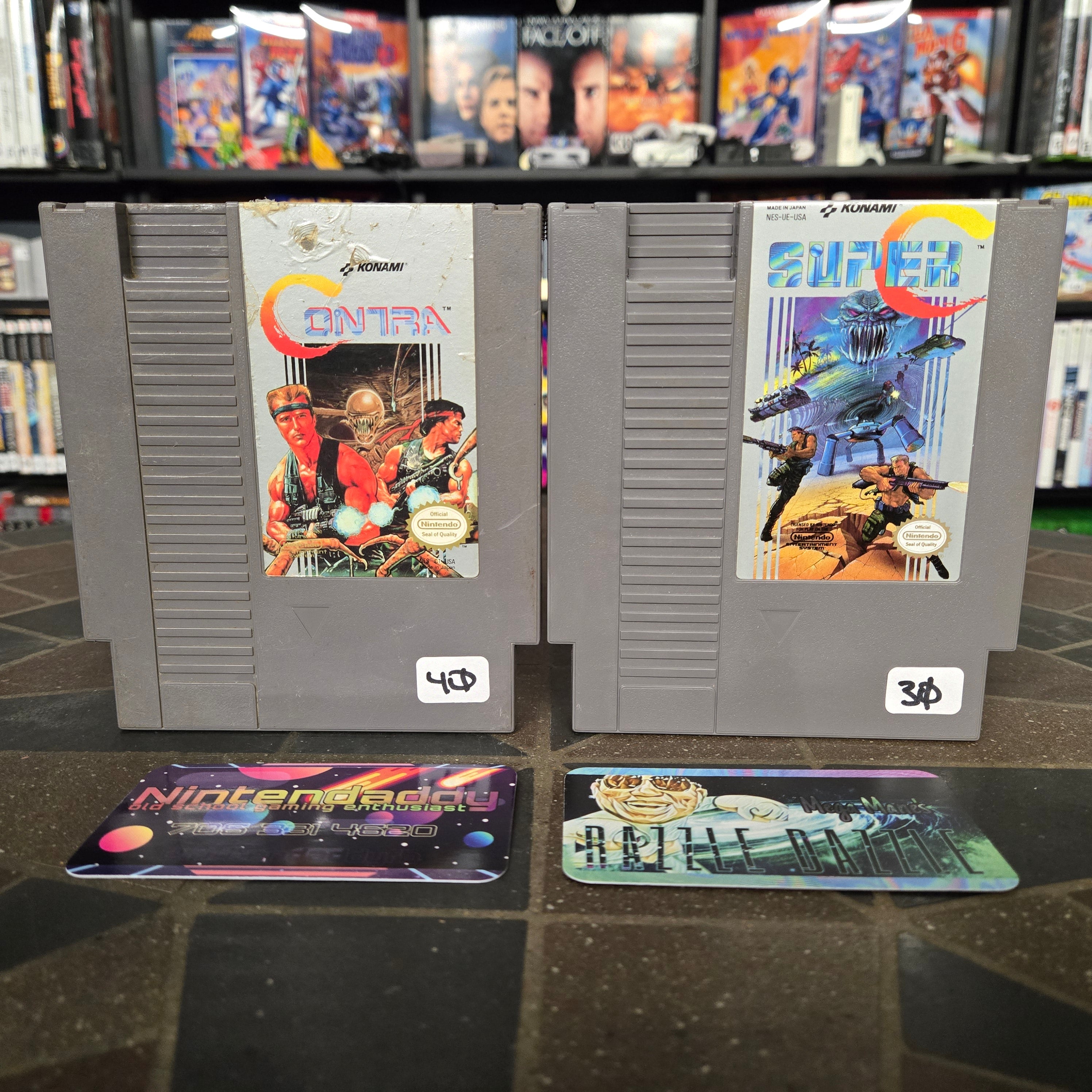 Contra & Super C (Nintendo NES) Authentic, Cleaned & Tested!