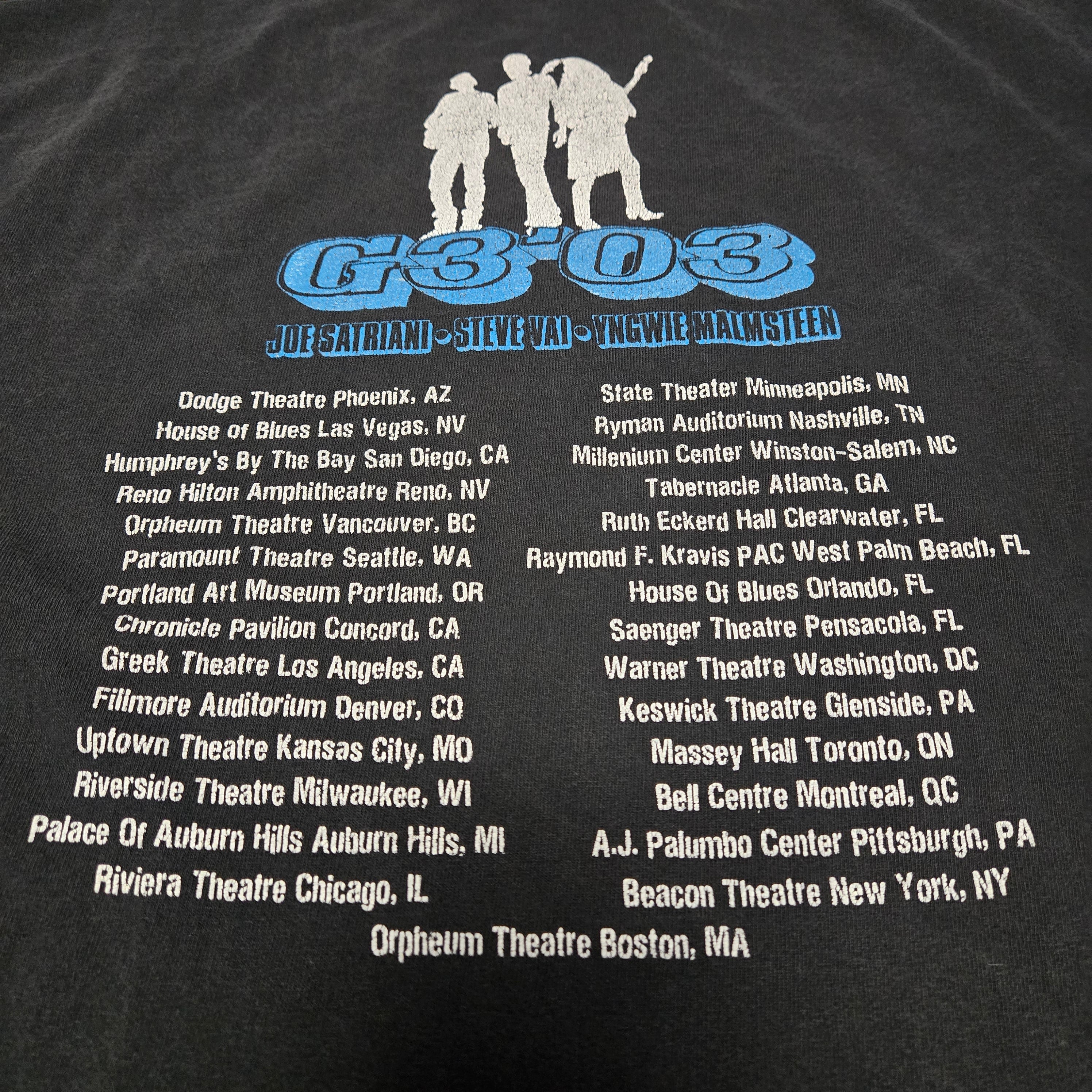 G3 ‘03 Joe Satriani Steve Vai Yngwie Malmsteen 2003 Tour Shirt Size Medium M