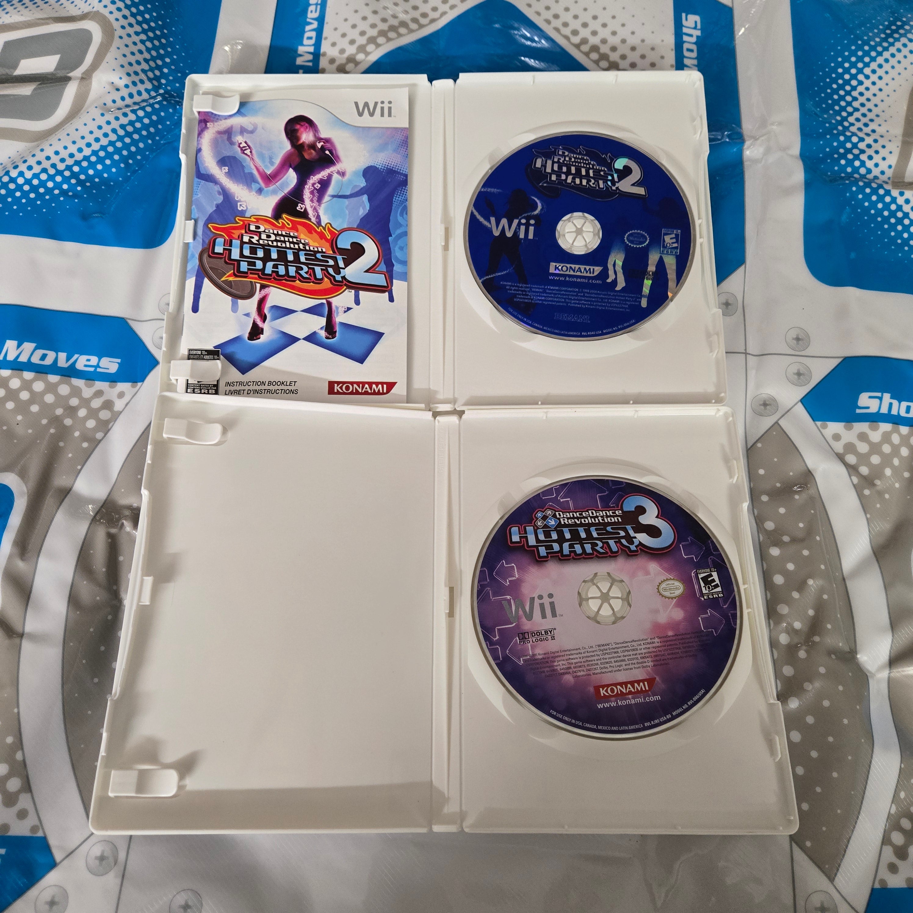 DDR Dance Revolution Hottest Party 2 & 3 Nintendo Wii Bundle with Dance Pad Mat