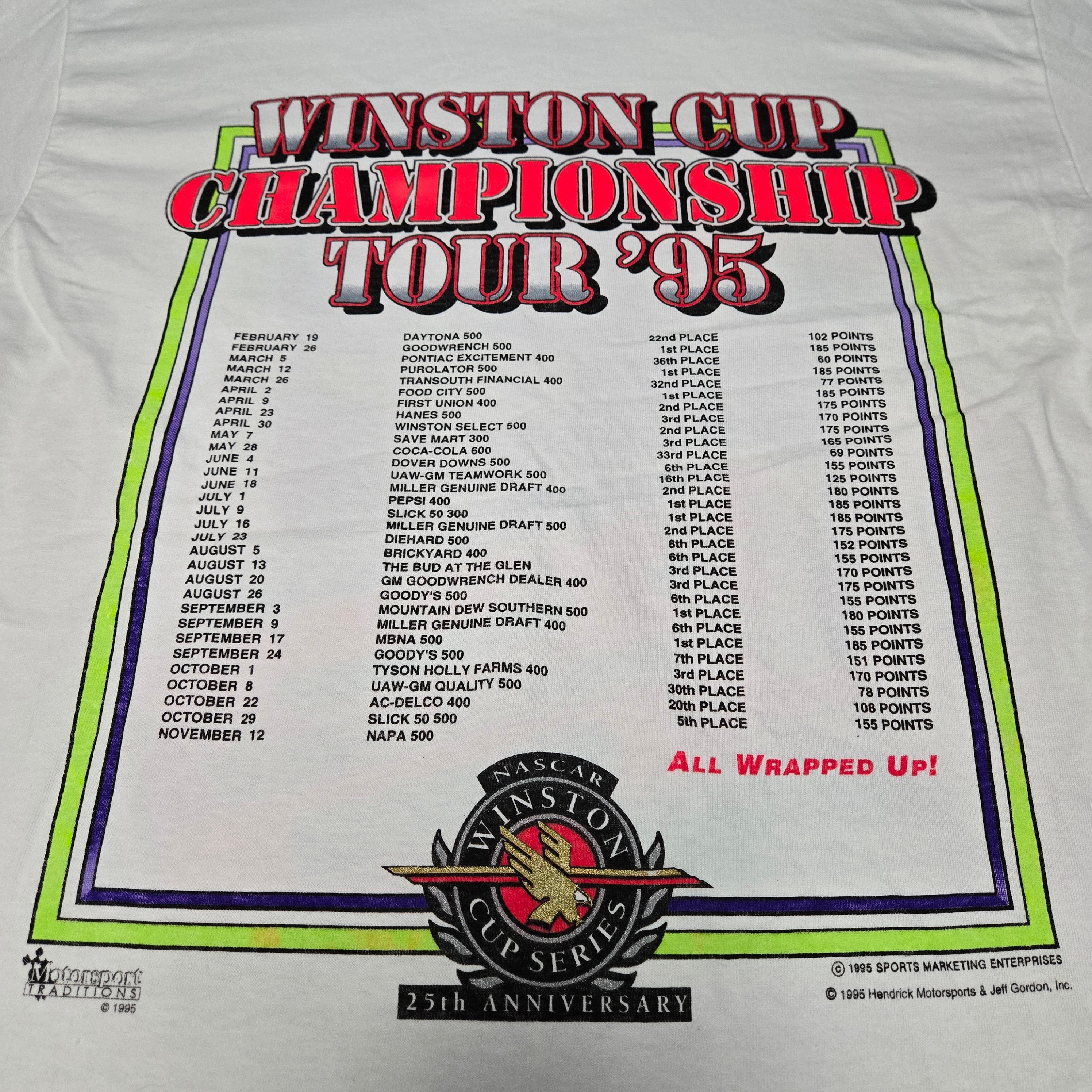Jeff Gordon Winston Cup 95 Championship Tour Shirt NASCAR Large L 1995 NWOT NEW