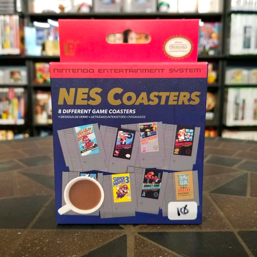 Nintendo NES Cartridge Drink Coasters 8 Set Mario Zelda Donkey Kong Excitebike +