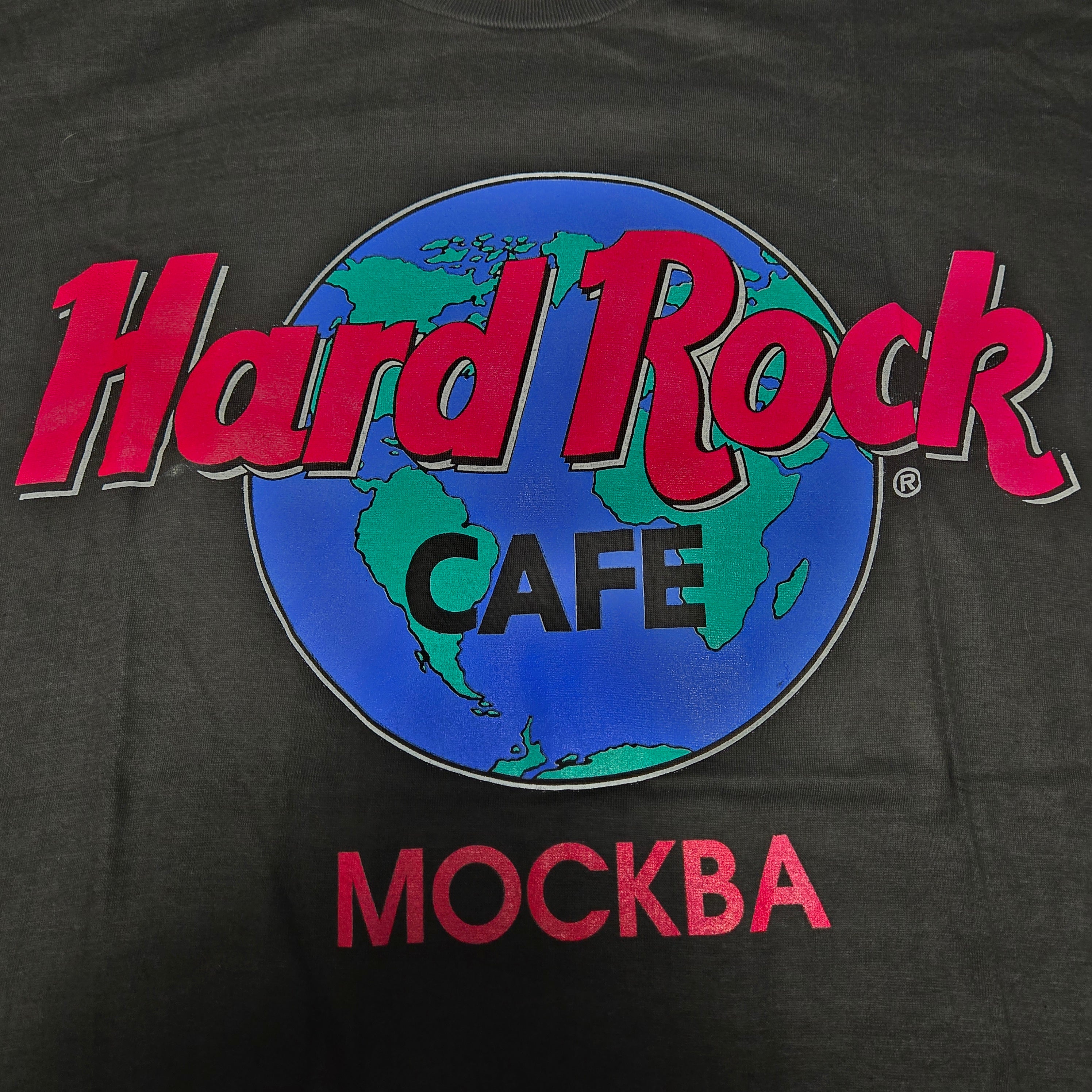 Vintage Hard Rock Cafe Mockba Moscow T-shirt Size XL Two Sided Xapg Pok RARE